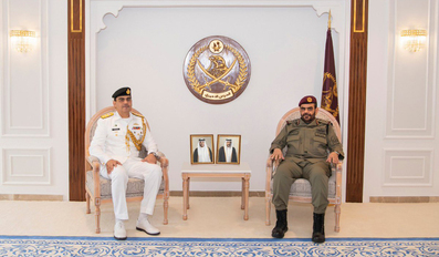 Lieutenant-General Hazza bin Khalil Al Shahwani with Sharjeel Iftikhar